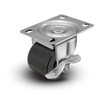 2" Low Profile Swivel Plate Caster - Polyolefin Log Wheel  w/Brake- 300 lbs Capacity Shepherd