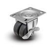 2" Low Profile Swivel Plate Caster w/Brake - Soft Rubber Dual Wheel - 180 lbs Capacity Shepherd