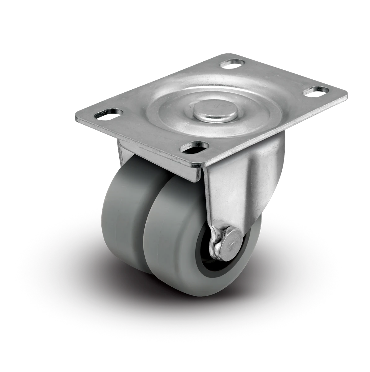 2" Low Profile Swivel Plate Caster - TPR Dual Wheel - 180 lbs Capacity Shepherd