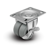 2" Low Profile Swivel Plate with Side Locking Brake Caster - TPR Dual Wheel - 180 lbs Capacity Shepherd