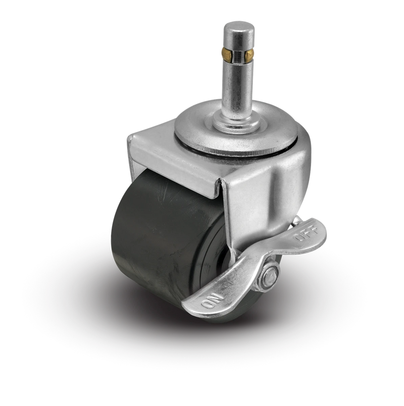 2" Low Profile Swivel Grip Ring Stem Caster w/Brake - Polyolefin Log Wheel - 300 lbs Capacity Shepherd