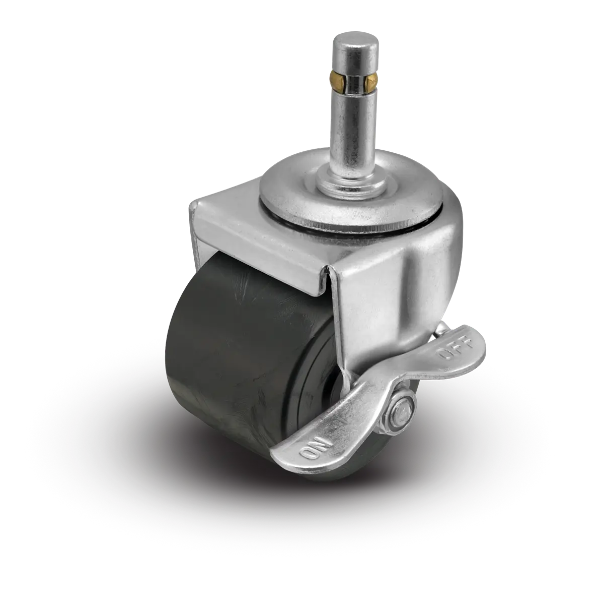 2" Low Profile Swivel Grip Ring Stem Caster w/Brake - Polyolefin Log Wheel - 300 lbs Capacity -  | CasterHQ