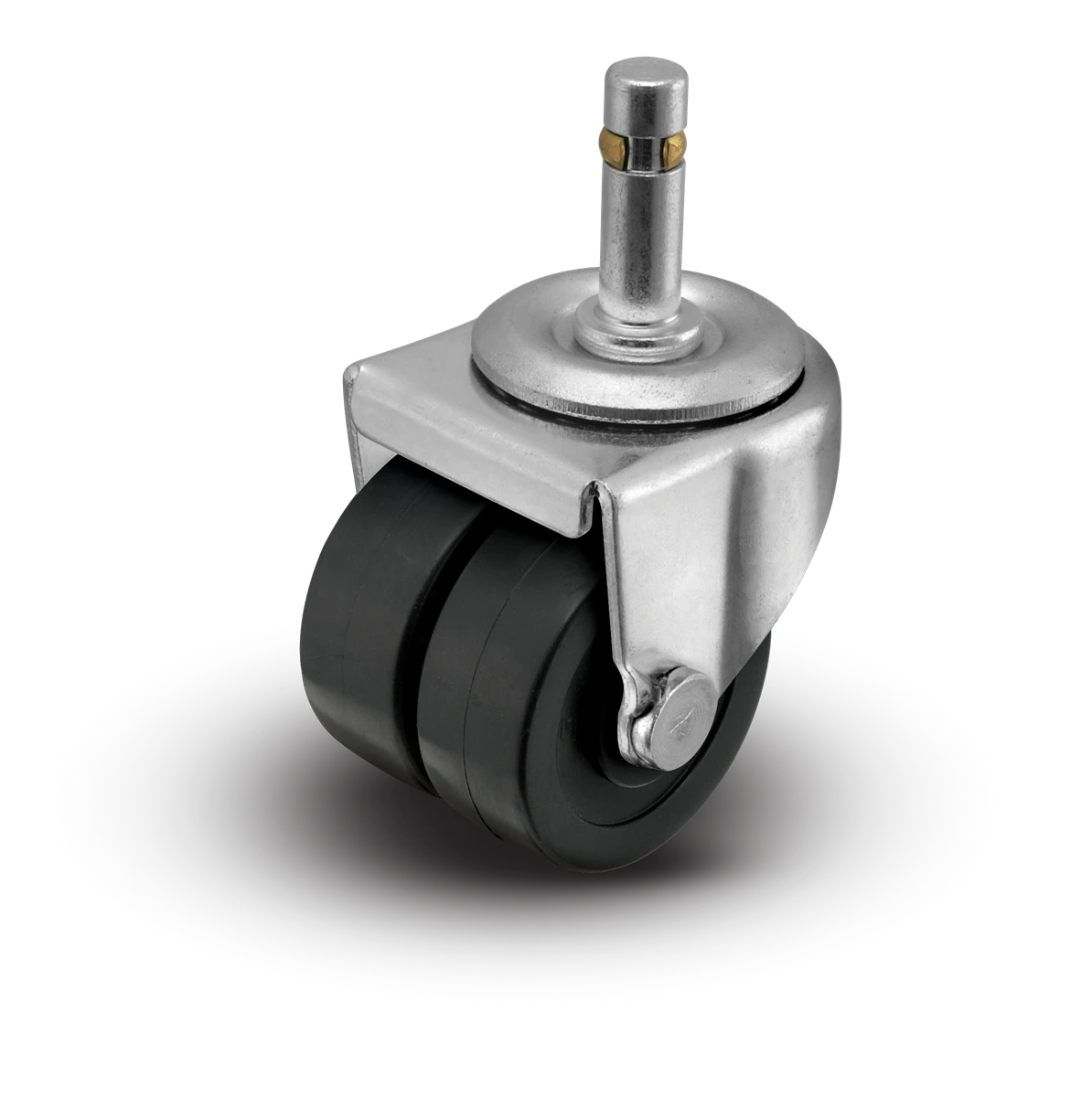 2" Low Profile Swivel Grip Ring Stem Caster - Polyolefin Dual Wheel - 225 lbs Capacity Shepherd