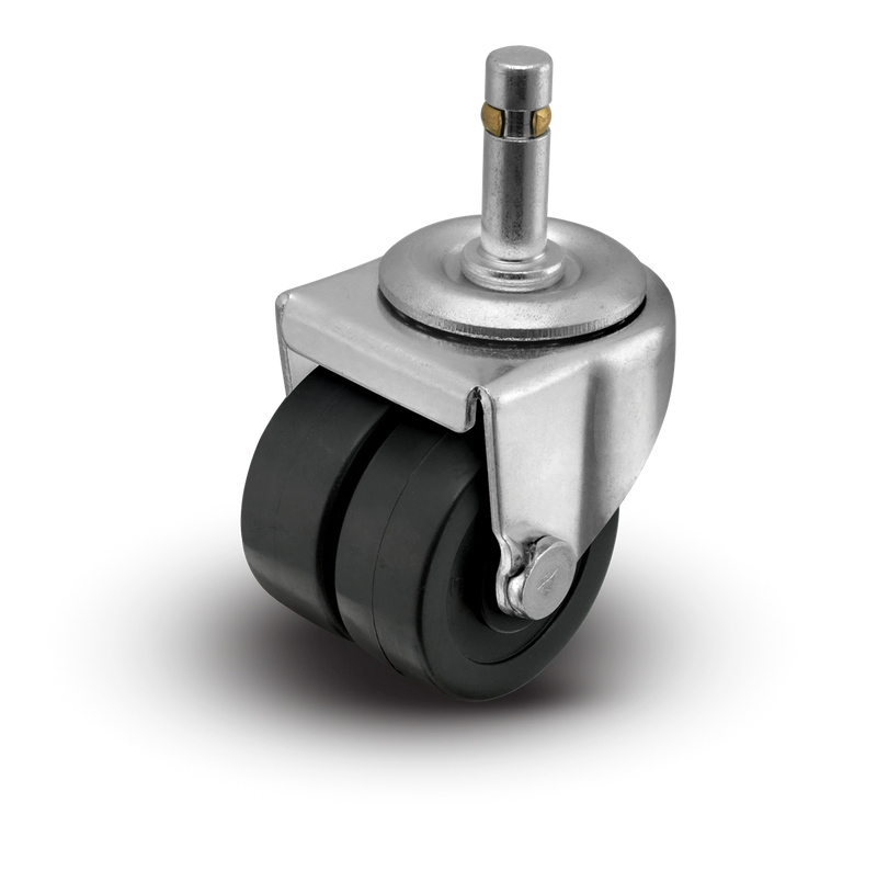 2" Low Profile Swivel Grip Ring Stem Caster - Polyolefin Dual Wheel - 225 lbs Capacity Shepherd