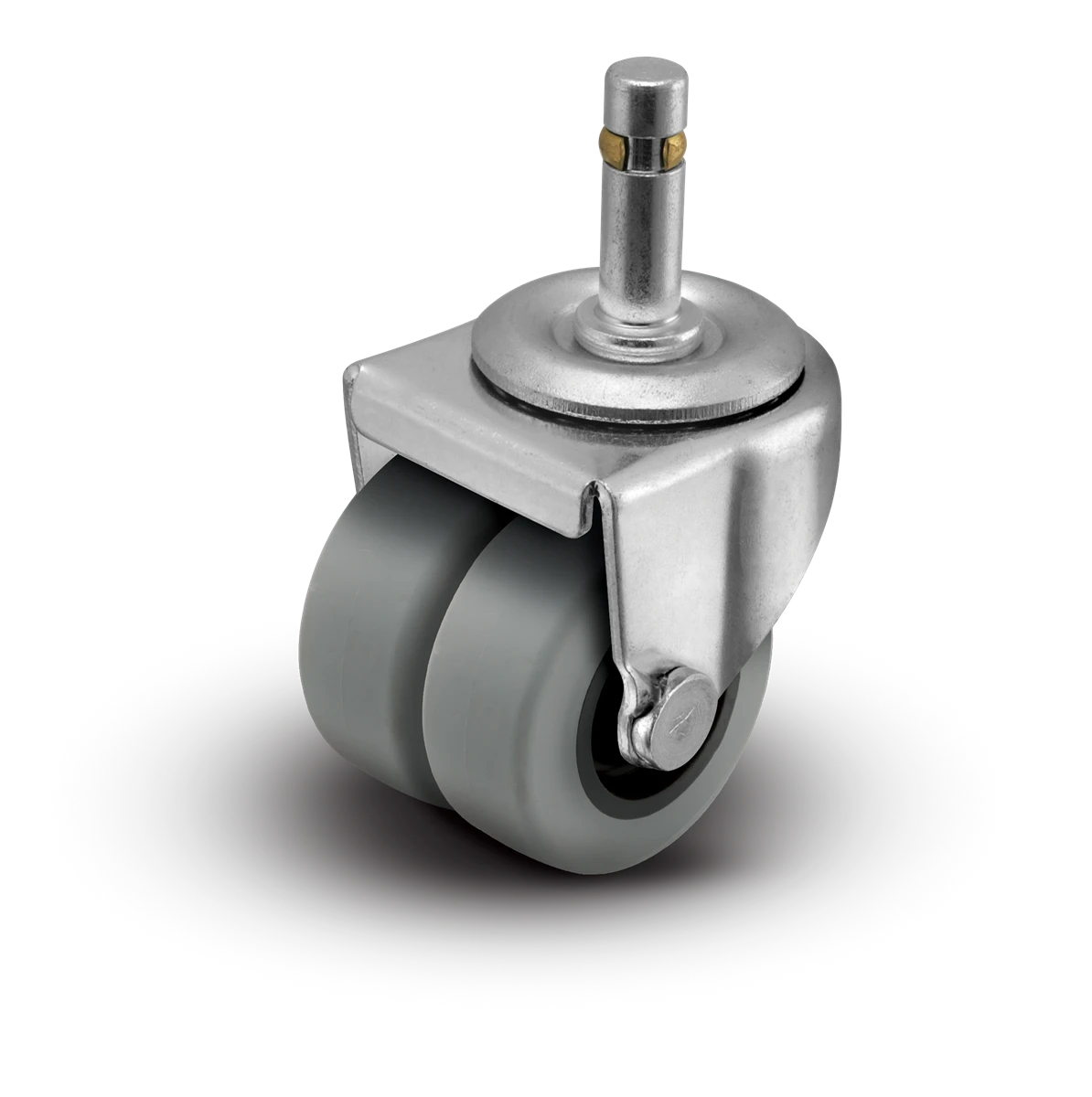 2" Low Profile Swivel Grip Ring Stem Caster - Thermoplastic Rubber Dual Wheel - 180 lbs Capacity Shepherd