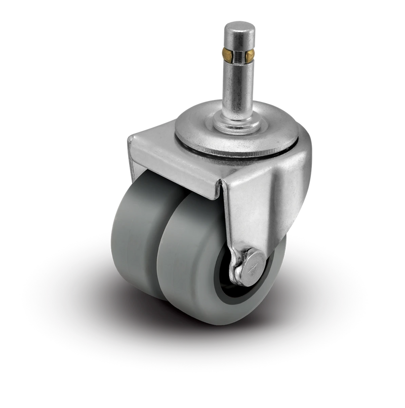 2" Low Profile Swivel Grip Ring Stem Caster - Thermoplastic Rubber Dual Wheel - 180 lbs Capacity Shepherd