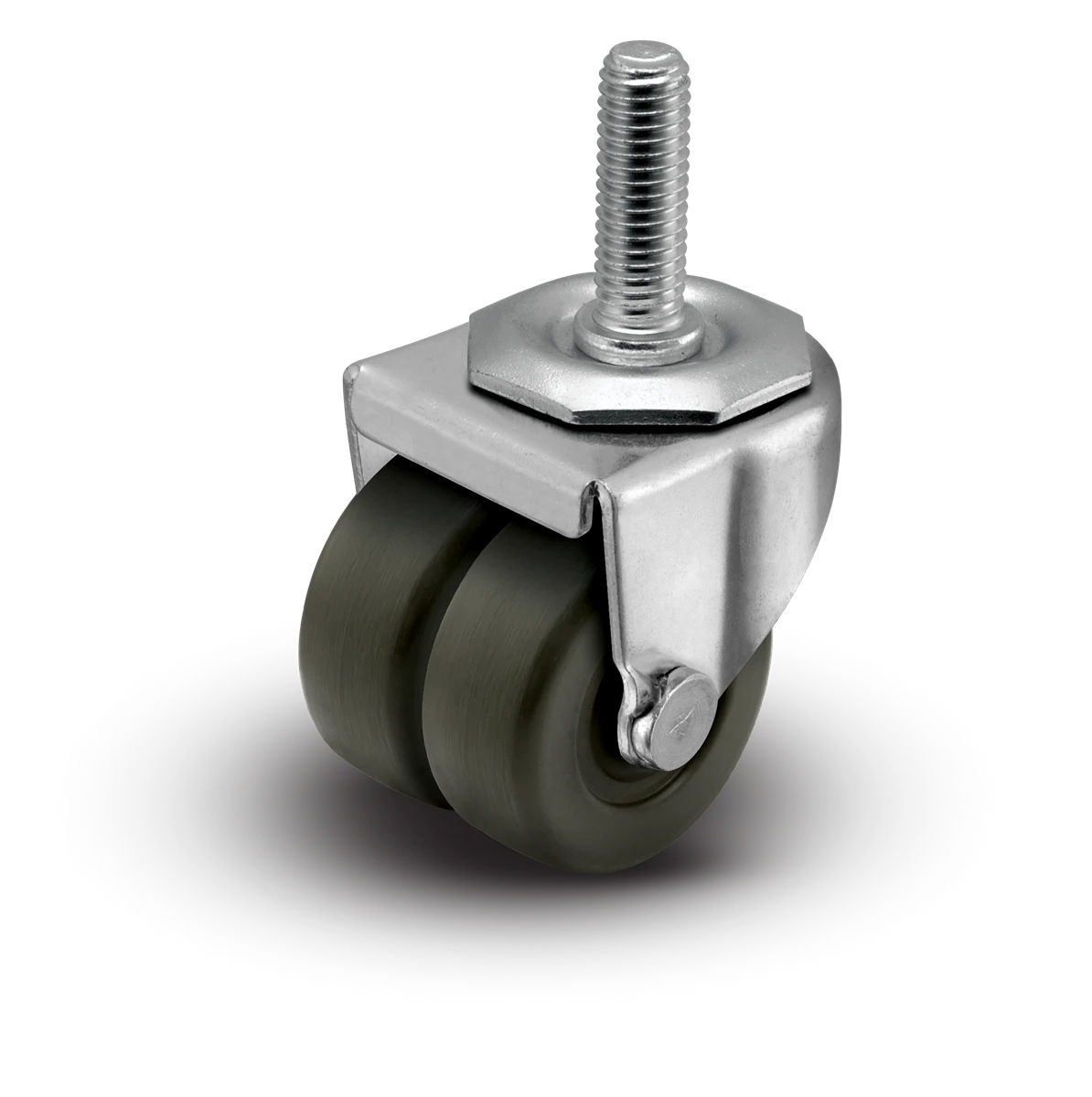 2" Low Profile Swivel Stem Caster - Hard Rubber Dual Wheel (Loden Grey) - 225 lbs Capacity Shepherd