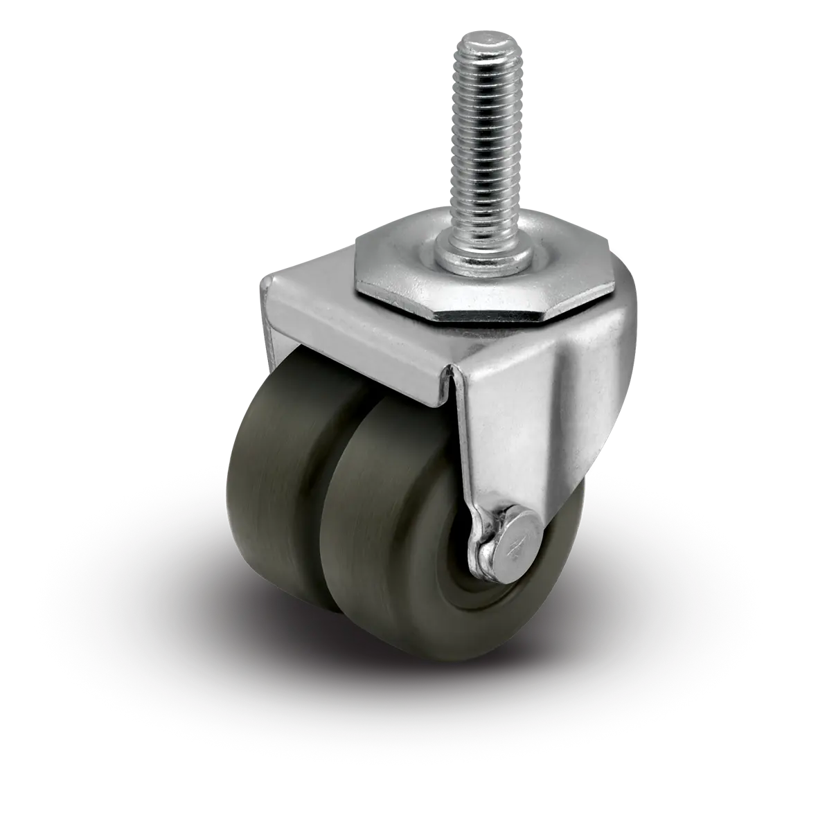 2" Low Profile Swivel Stem Caster - Hard Rubber Dual Wheel (Loden Grey) - 225 lbs Capacity -  | CasterHQ
