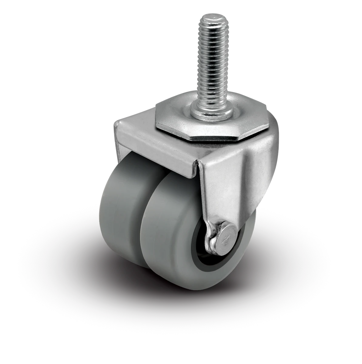 2" Low Profile Swivel Stem Caster - Thermoplastic Rubber (TPR) Dual Wheel - 180 lbs Capacity Shepherd