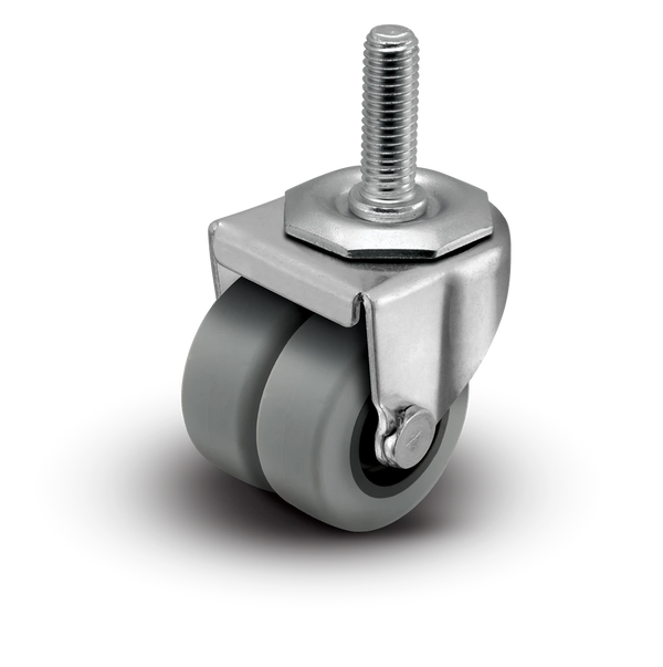 2" Low Profile Swivel Stem Caster - Thermoplastic Rubber (TPR) Dual Wheel - 180 lbs Capacity Shepherd