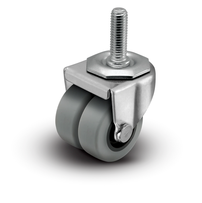 2" Low Profile Swivel Stem Caster - Thermoplastic Rubber (TPR) Dual Wheel - 180 lbs Capacity Shepherd