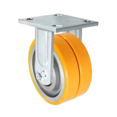 5" x 2" Dual Wheel Caster | Polyurethane on Aluminum | Rigid Maintenance Free Dual Wheel Caster | 1,200 lbs Per Caster CasterHQ
