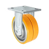 5" x 2" Dual Wheel Caster | Polyurethane on Aluminum | Rigid Maintenance Free Dual Wheel Caster | 1,200 lbs Per Caster CasterHQ