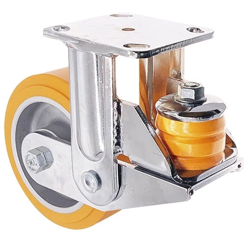 6 Inch x 2 Inch Spring Loaded Rigid Caster - 1500 lbs Capacity | HD Polyurethane on Aluminum Wheel CasterHQ