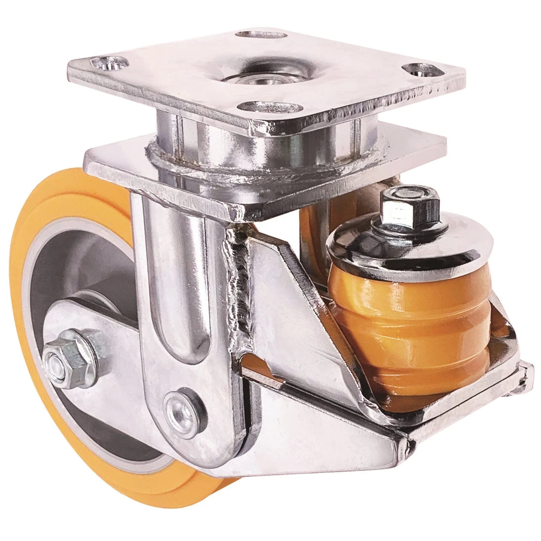 8 Inch x 2 Inch Spring Loaded Swivel Caster - 2000 lbs Capacity | HD Polyurethane on Aluminum Wheel CasterHQ