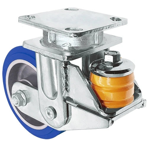 6" x 2" Spring Loaded Swivel Caster - HD Polyurethane on Aluminum Wheel - 1,500 lbs Capacity CasterHQ