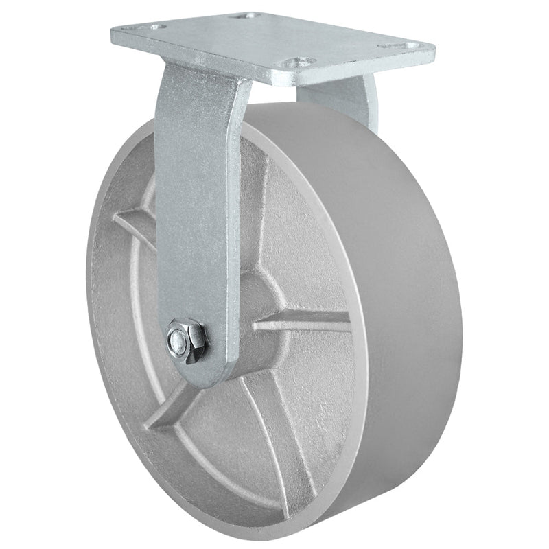 10" x 3" Kingpinless Heavy Duty Rigid Caster - Gray Iron Steel Wheel - 2,500 Lb Cap CasterHQ