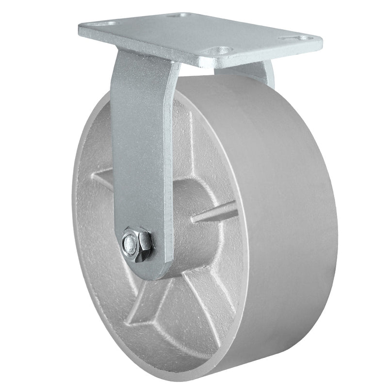6" x 3" Kingpinless Heavy Duty Rigid Caster - Gray Iron Steel Wheel - 2,500 Lb Cap CasterHQ