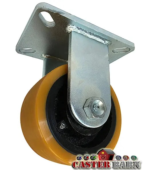 8" x 3" Kingpinless Heavy Duty Rigid Caster - Super Poly on Iron Wheel - 5,500 Lb Cap -  | CasterHQ