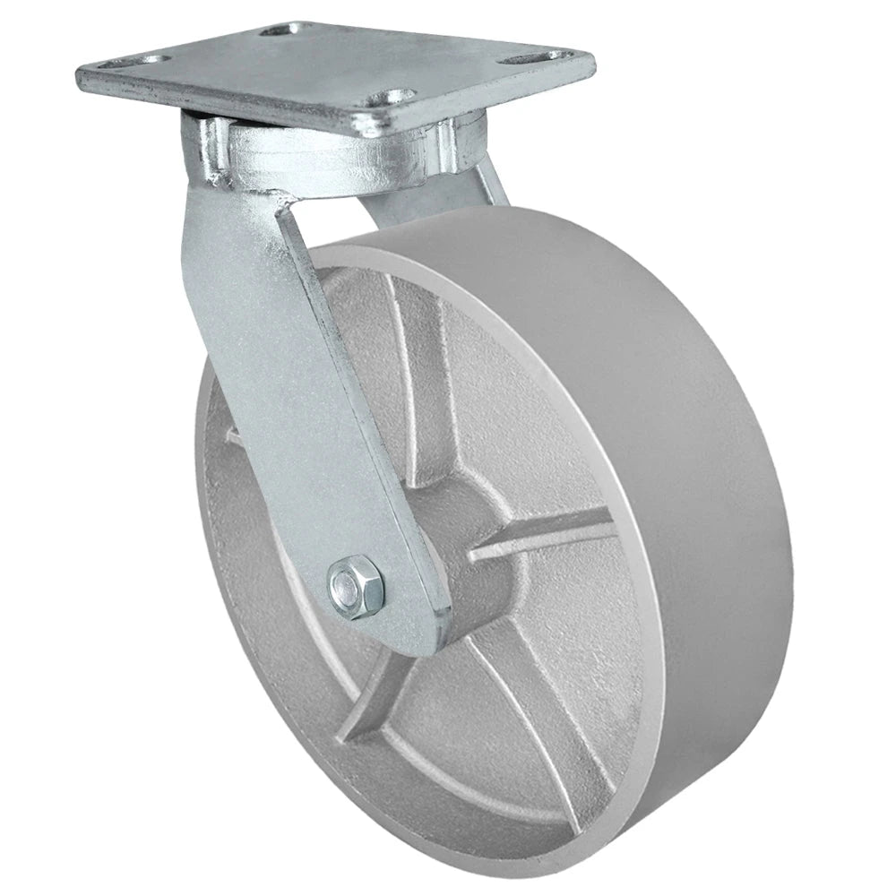 10 Inch x 3 Inch Kingpinless Heavy Duty Swivel Caster - 2500 lbs Capacity | Gray Iron Steel Wheel CasterHQ