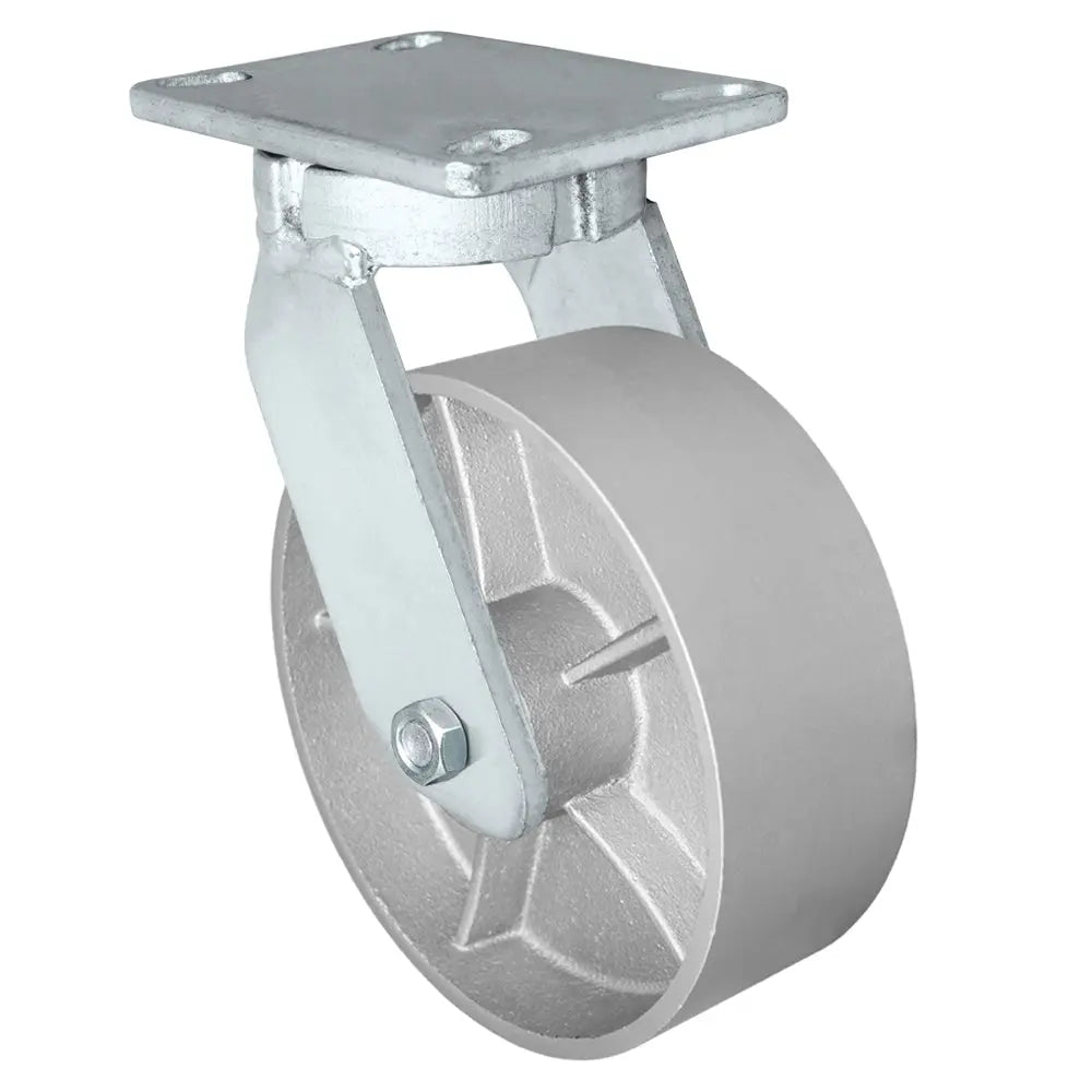 8 Inch x 3 Inch Kingpinless Heavy Duty Swivel Caster - 2500 lbs Capacity | Gray Iron Steel Wheel -  | CasterHQ