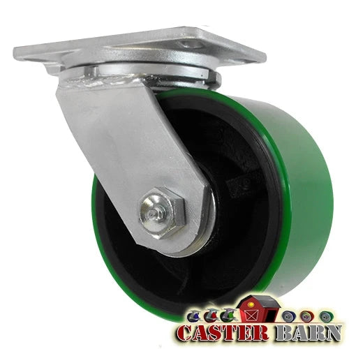 6 Inch x 3 Inch Drop Forged Heavy Duty Swivel Caster - 2000 lbs Capacity | Poly on Iron Wheel CasterHQ