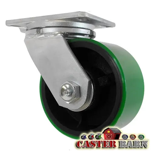 6 Inch x 3 Inch Drop Forged Heavy Duty Swivel Caster - 2000 lbs Capacity | Poly on Iron Wheel -  | CasterHQ