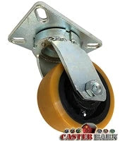 8" x 3" Kingpinless Heavy Duty Swivel Caster - Super Poly on Iron Wheel - 5,500 Lb Cap CasterHQ