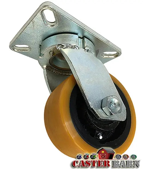 8" x 3" Kingpinless Heavy Duty Swivel Caster - Super Poly on Iron Wheel - 5,500 Lb Cap -  | CasterHQ