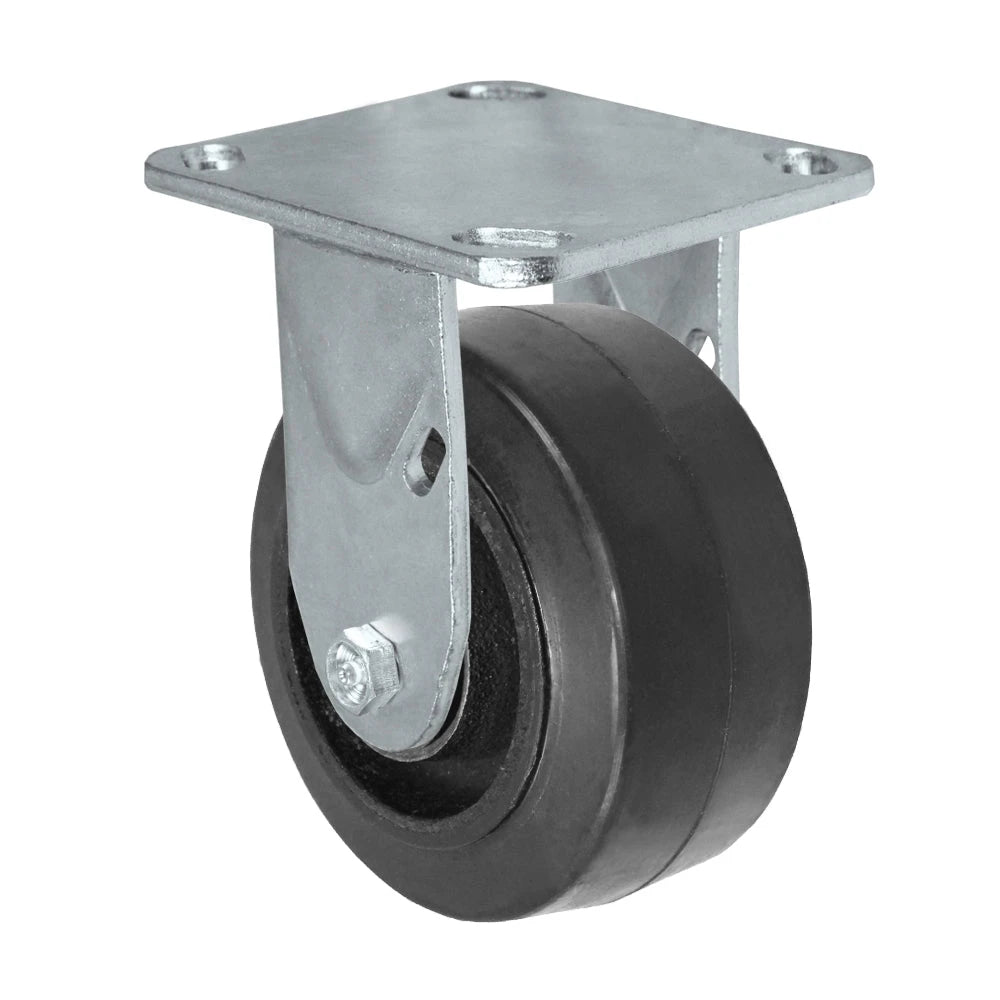 4" x 2" Inch Rigid Caster - Mold-On Rubber Wheel - 400 Lbs Capacity CasterHQ