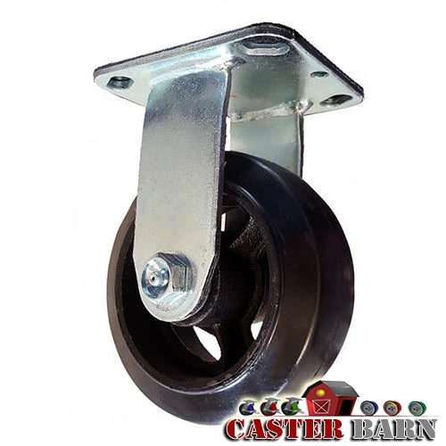 5" x 2" Inch Rigid Caster - Mold-On Rubber Wheel - 400 Lbs Capacity CasterHQ