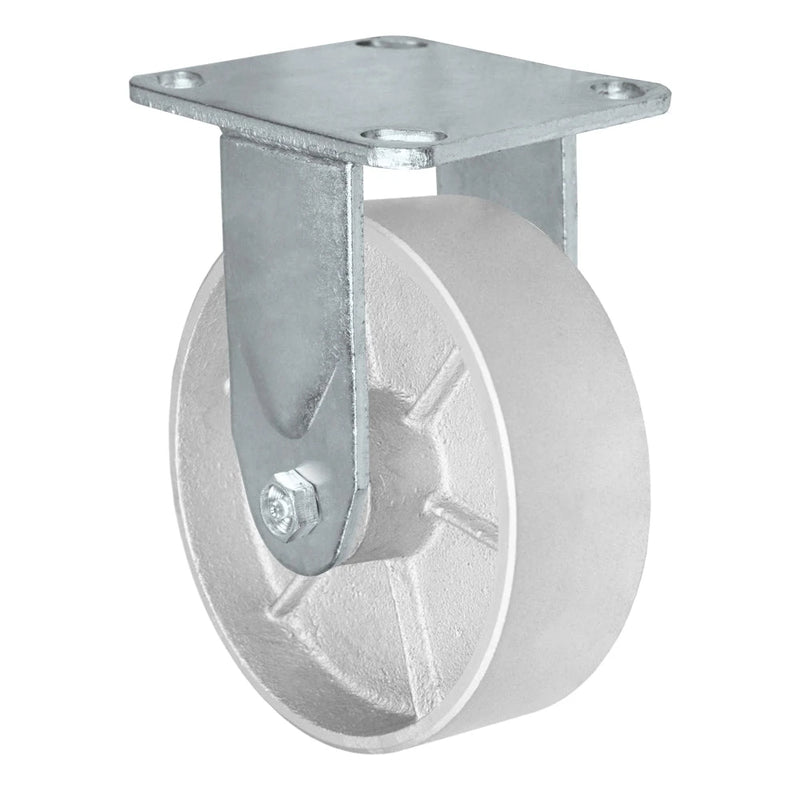 6 Inch x 2 Inch Rigid Caster - 1200 lbs Capacity | Semi-Steel Cast Iron Wheel Heavy Duty CasterHQ
