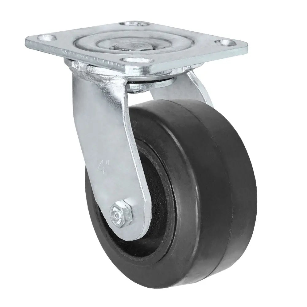4 Inch x 2 Inch Swivel Caster - 400 lbs Capacity | Mold-On Rubber Wheel Plate Mount -  | CasterHQ