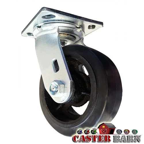 5 Inch x 2 Inch Swivel Caster - 450 lbs Capacity | Mold-On Rubber Wheel Plate Mount CasterHQ