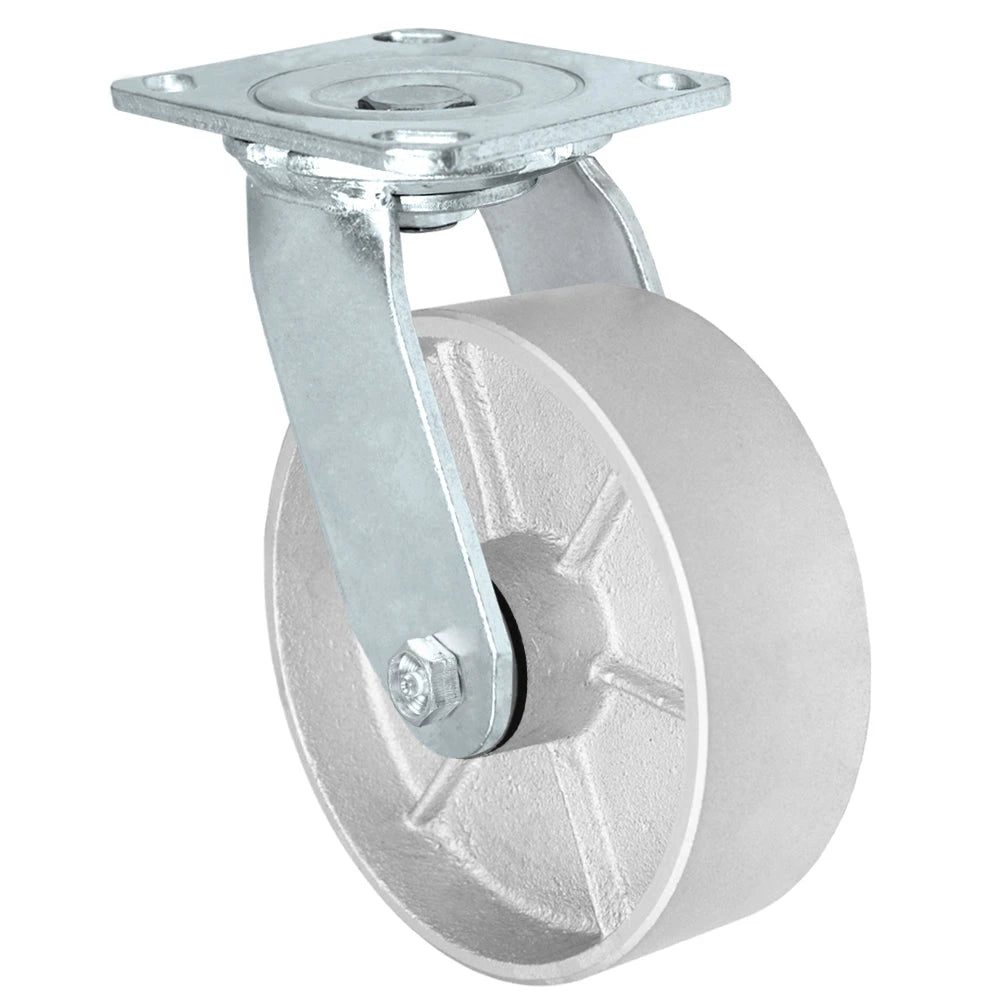 6" x 2" Inch Swivel Caster - Semi-Steel Cast Iron Wheel - 1,200 Lbs Capacity CasterHQ