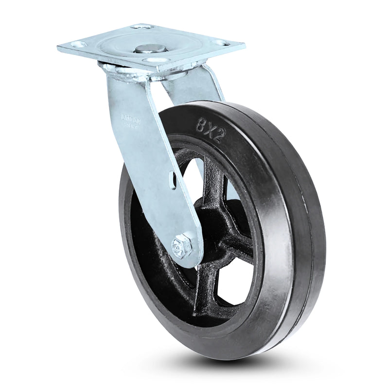8 Inch x 2 Inch Swivel Caster - 600 lbs Capacity | Mold-On Rubber Wheel | NSF Listed Food Safe CasterHQ
