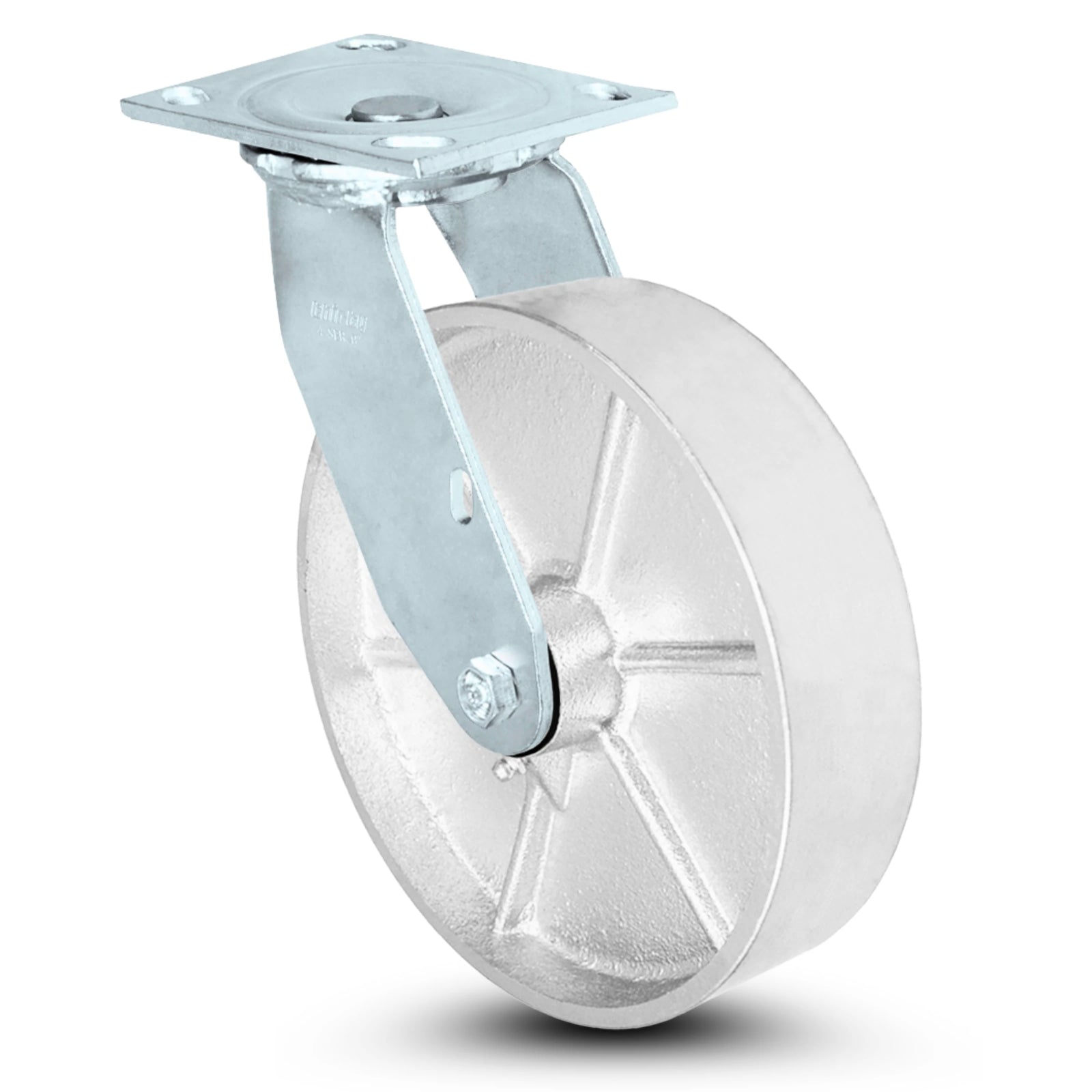 8 Inch x 2 Inch Swivel Caster - 1250 lbs Capacity | Semi-Steel Cast Iron Wheel | Industrial Grade CasterHQ