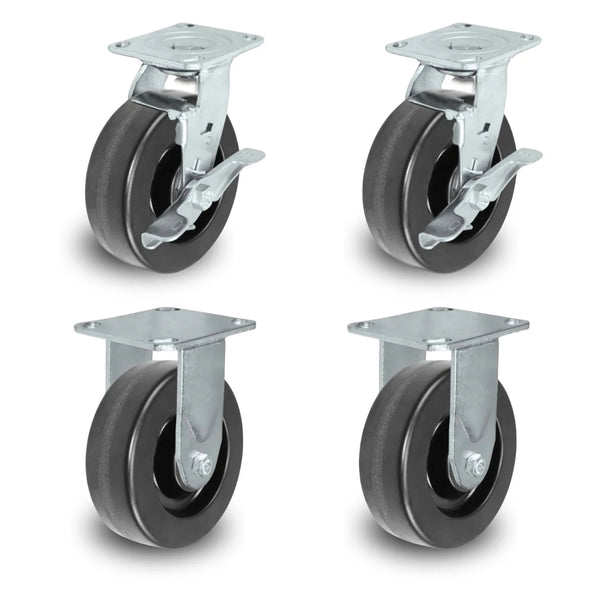 6 Inch x 2 Inch Tool Box Caster Kit - 4 Pack | 4800 lbs Total Capacity | Phenolic Wheel Heavy Duty CasterHQ