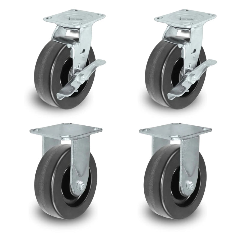 6 Inch x 2 Inch Tool Box Caster Kit - 4 Pack | 4800 lbs Total Capacity | Phenolic Wheel Heavy Duty CasterHQ