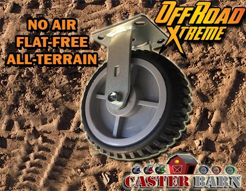 8 Inch All Terrain Rigid Caster - Flat Free No-Air Tire | Off Road Heavy Duty Non-Marking CasterHQ