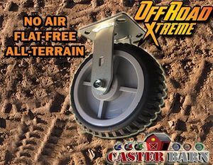 8" Solid Thermo Rubber Rigid Off Road Caster – CasterHQ