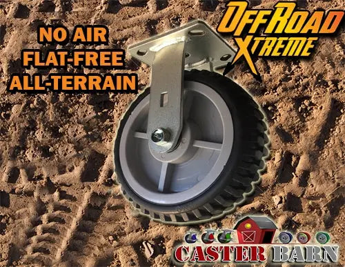 8 Inch All Terrain Rigid Caster - Flat Free No-Air Tire | Off Road Heavy Duty Non-Marking -  | CasterHQ