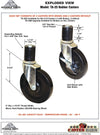 Advance Tabco TA-25A Casters, 5" Swivel, Rubber Wheels, Set of 6 - 2 w/ Brakes CasterHQ