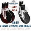5" Rubber Swivel Caster with Brake – 800 lb Set of 4 | CasterHQ