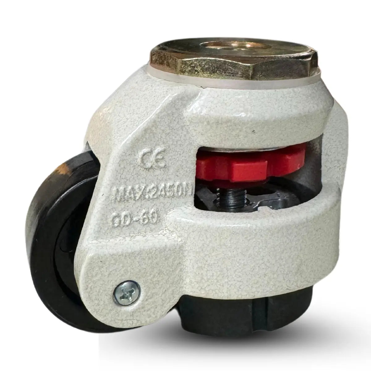4-Pack Retractable Leveling Casters - TP-60S Threaded Stem Machine Feet - 2400 lbs Capacity - Includes Hardware - CasterHQ