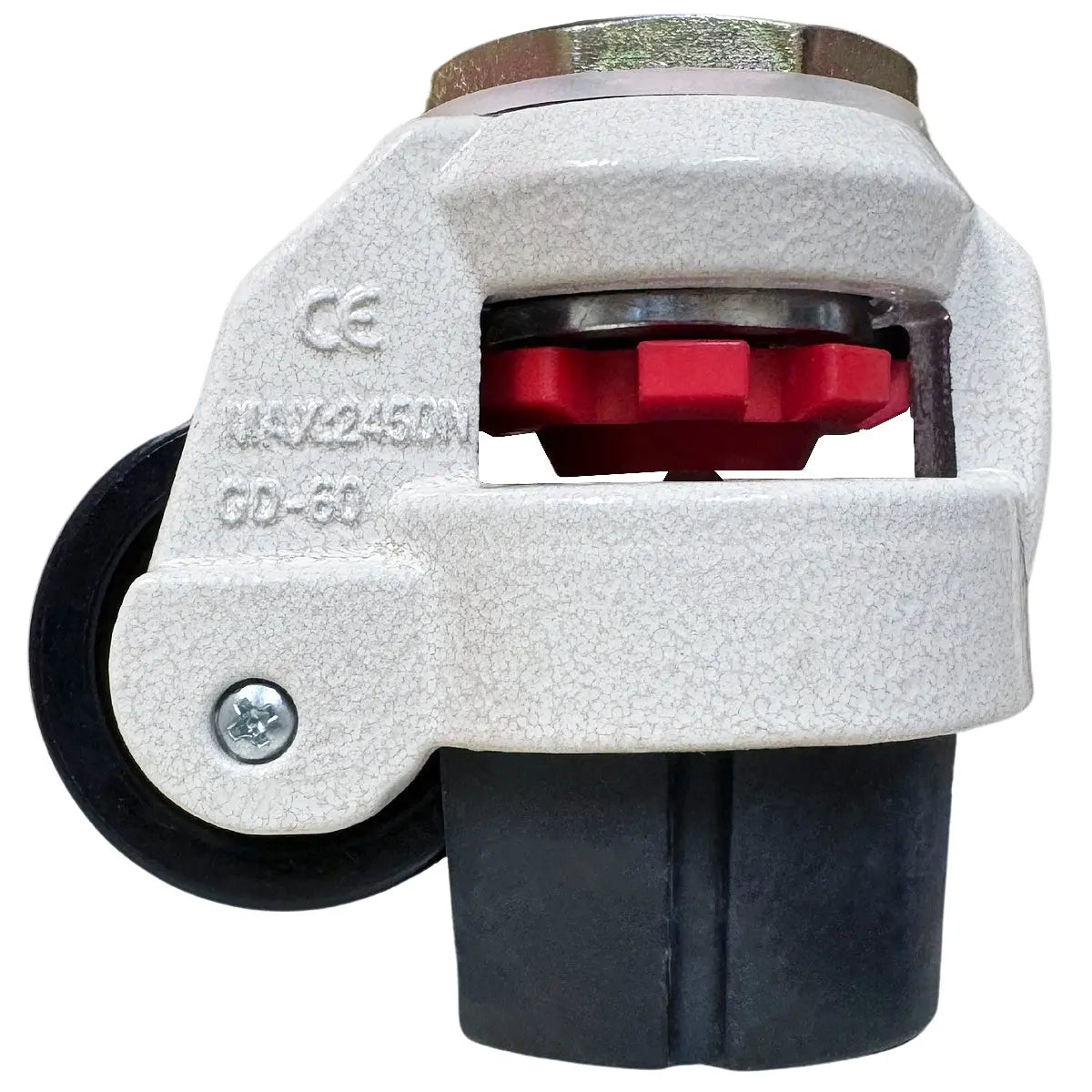 4-Pack Retractable Leveling Casters - TP-60S Threaded Stem Machine Feet - 2400 lbs Capacity - Includes Hardware - CasterHQ