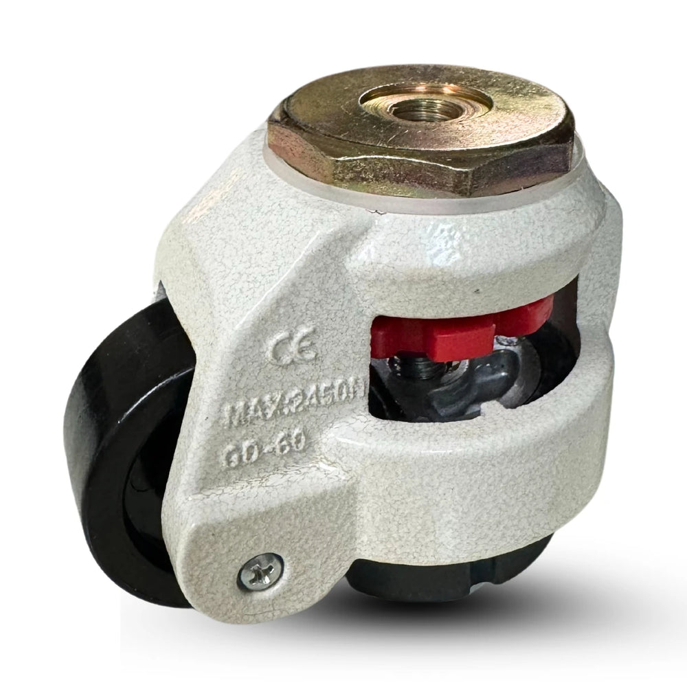 One (1) Piece Retractable Leveling Stem Caster - TP-60S Threaded Stem Machine Feet - 600lb Total Capacity - Includes Hardware CasterHQ