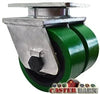 10" x 3" Dual Wheel - Green Poly on Cast iron Swivel Caster - 7,000 lbs Capacity CasterHQ