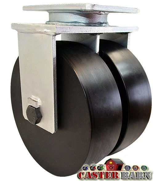 6" x 3" Dual Wheel - Super High Impact Polymer Rigid Caster - 7,000 lbs Capacity CasterHQ