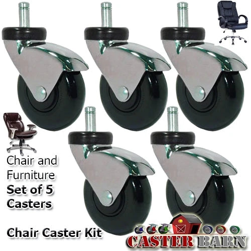 2" Replacement Office Chair Casters (SET OF 5) CasterHQ